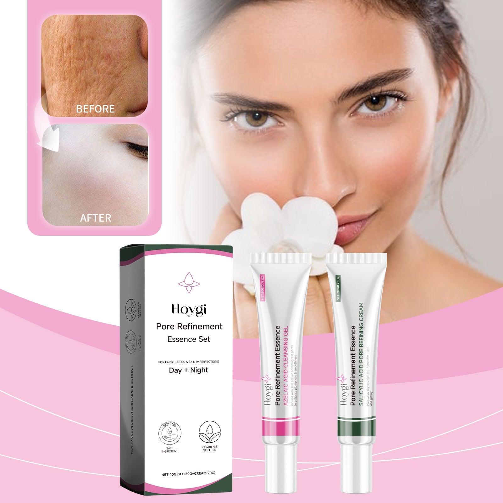 Pore Refinement Essence Set, Deeply Clean The Skin And Fine Pore Skin Cream