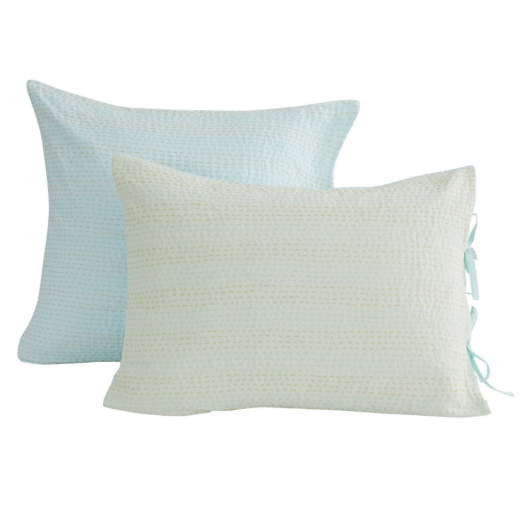 Hand Stitched Reversible Kantha Pillow Sham Pairs