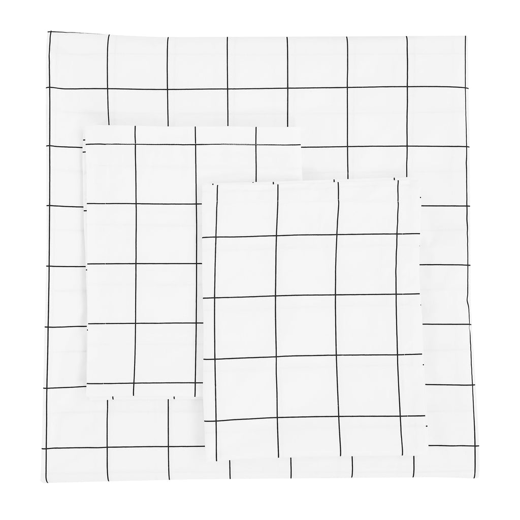 Grid Printed Cotton Percale Duvet Set
