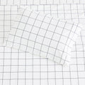 Grid Printed Cotton Percale Sheet Set