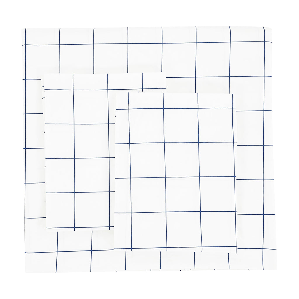 Grid Printed Cotton Percale Duvet Set