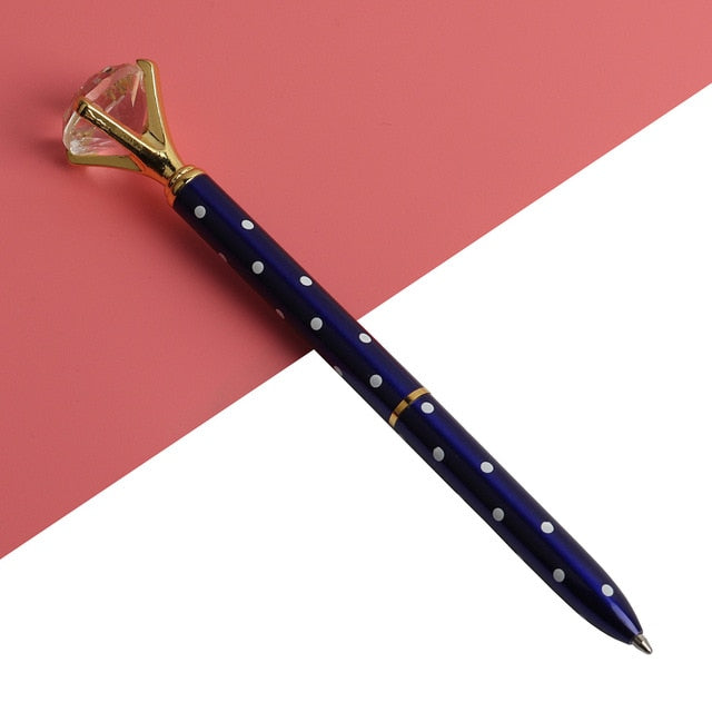 21Color Kawaii Ballpoint Pen Big Gem Metal Ball Pen With Large Diamond Blue And Black Magical Pen Fashion School Office Supplies