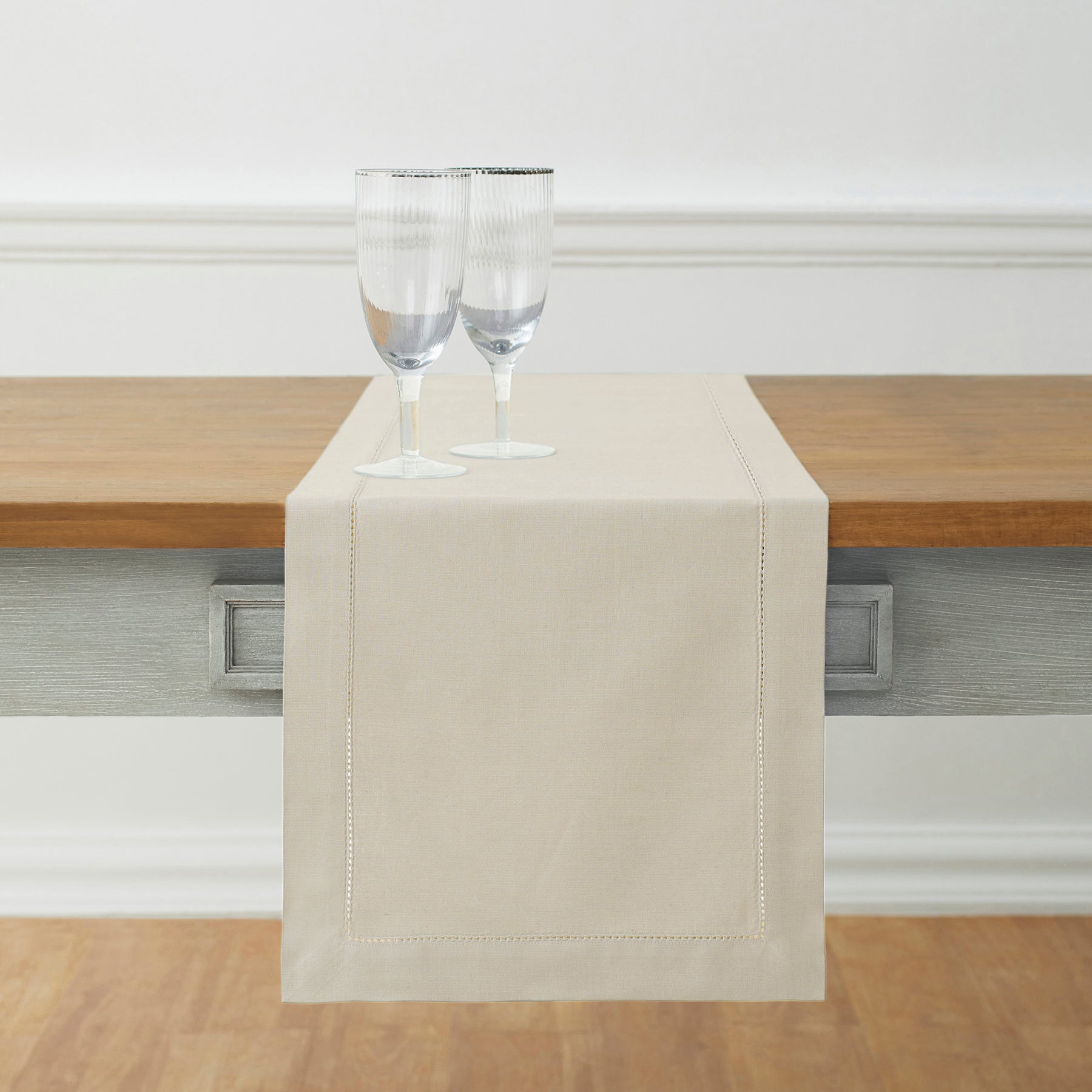 Cotton Linen Hemstitch Table Runner