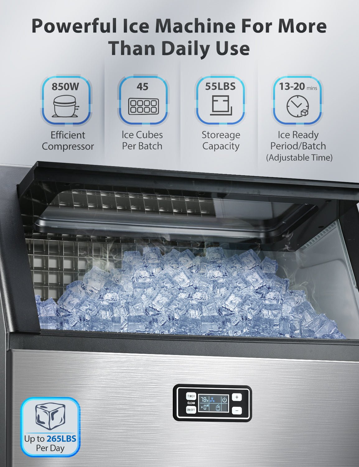 265LBS Freestanding Commercial Ice Maker