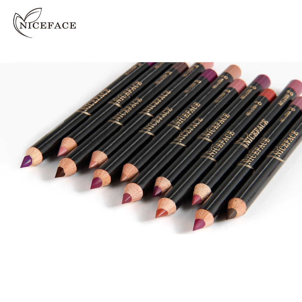 NICEFACE Nude Color Lip Pencil 12 Color Waterproof Lip Liner Nude Color Lip Pencil