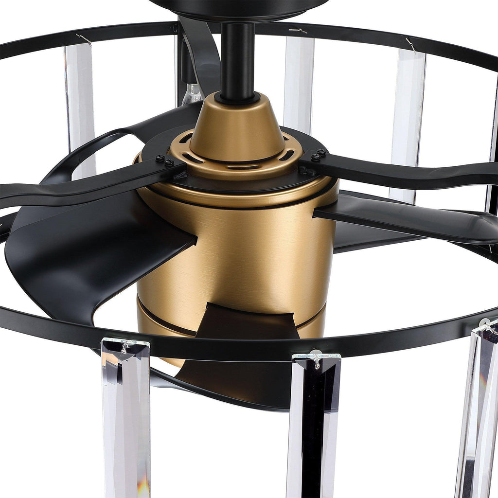 27" Modern DC Motor Downrod Mount Reversible Crystal Ceiling Fan with Lighting and Remote Control