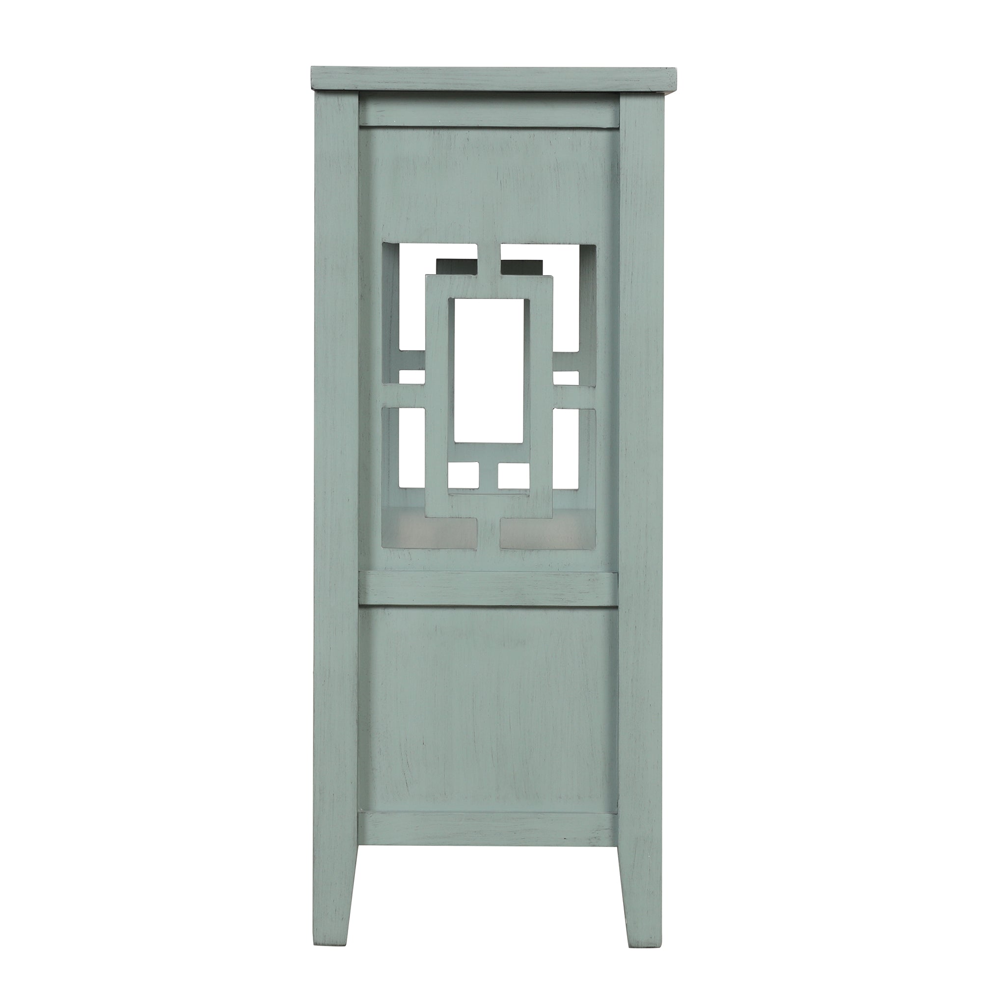 36'' Farmhouse Pine Wood Console Table Entry Sofa Table with 4 Drawers & 1 Storage Shelf (Retro Blue)