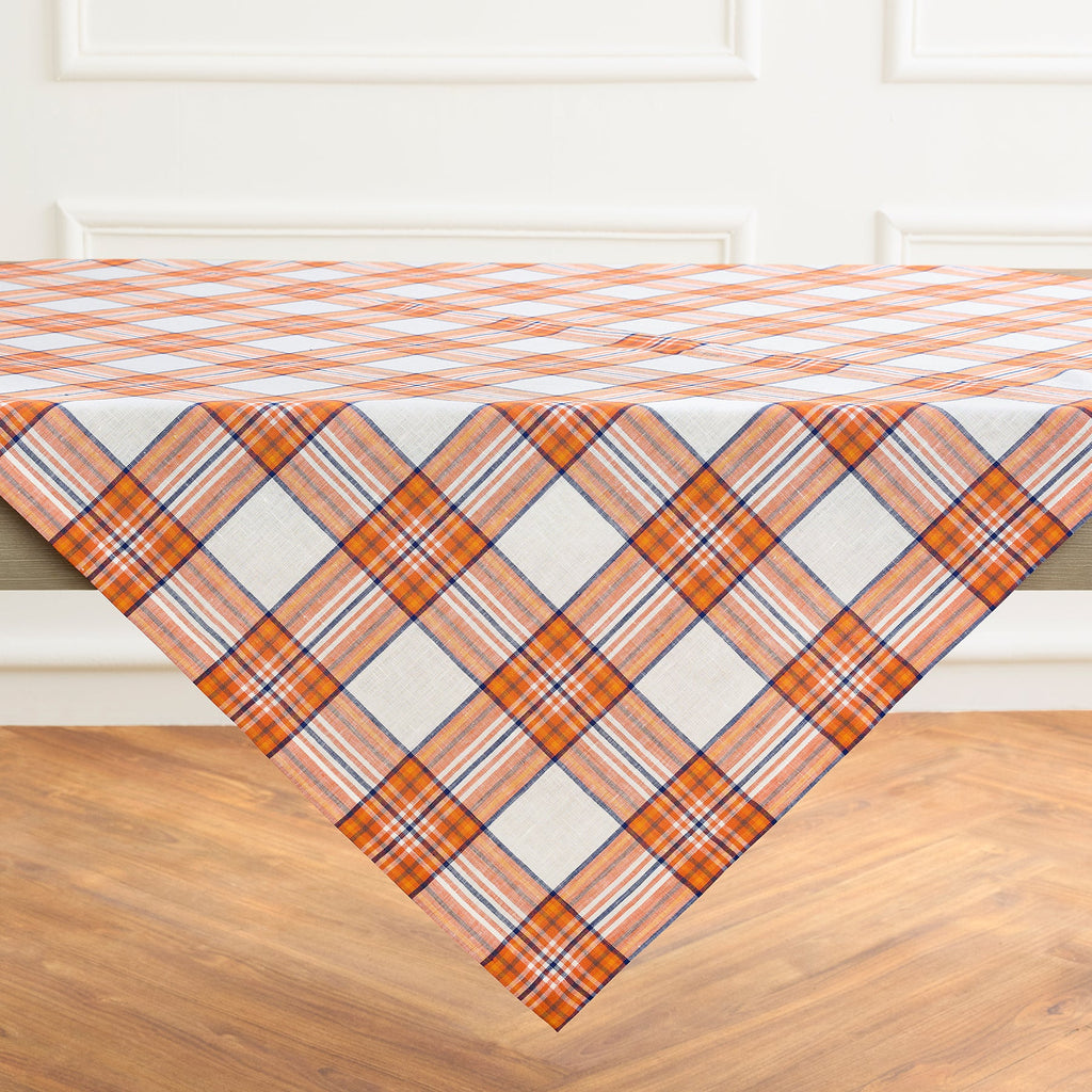Orange Plaid Table Throw