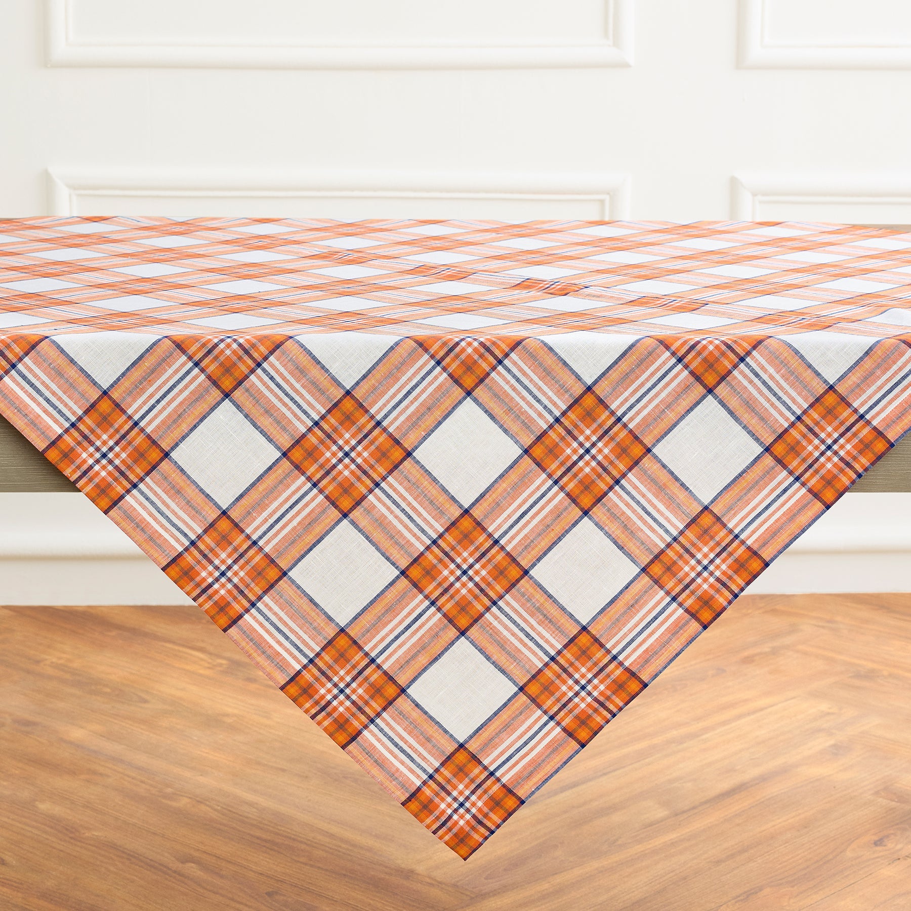 Orange Plaid Table Throw