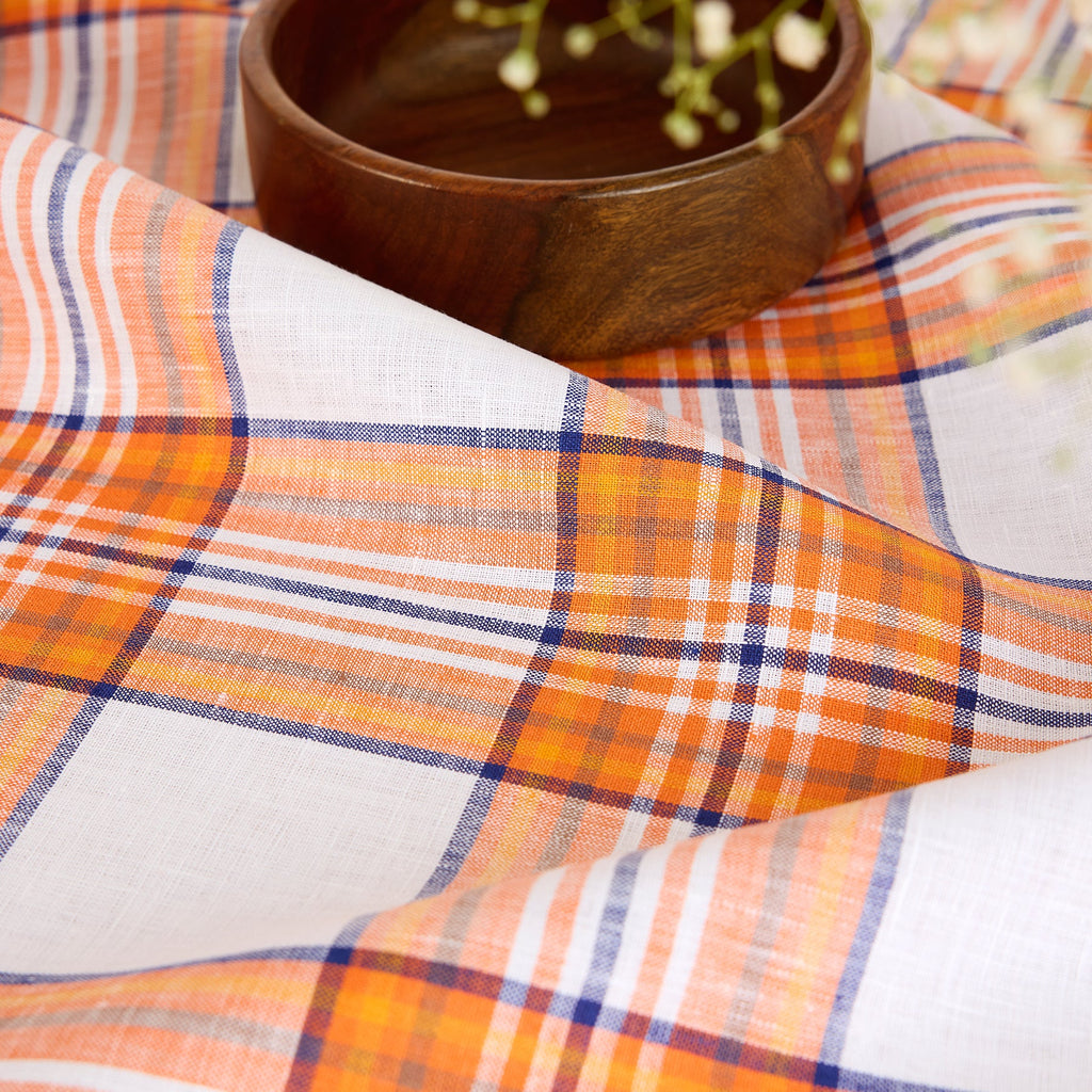 Orange Plaid Table Throw