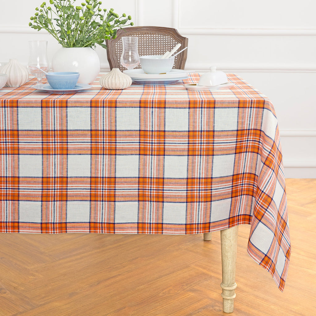 Orange Plaid Tablecloth