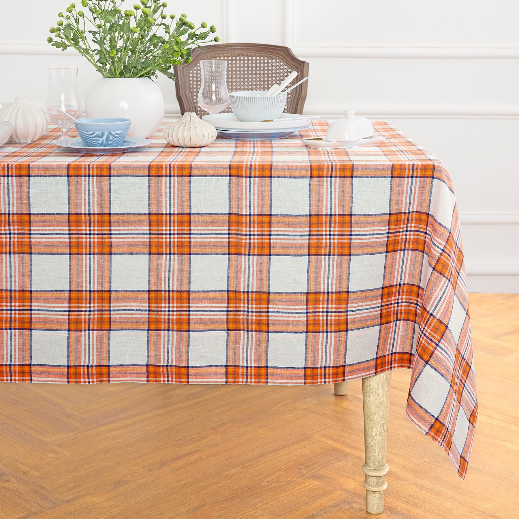 Orange Plaid Tablecloth