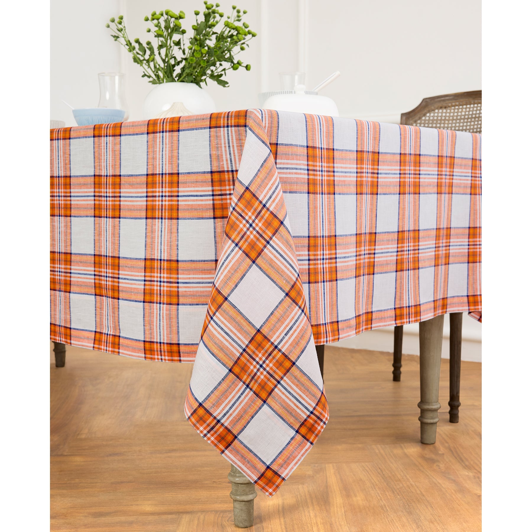 Orange Plaid Tablecloth