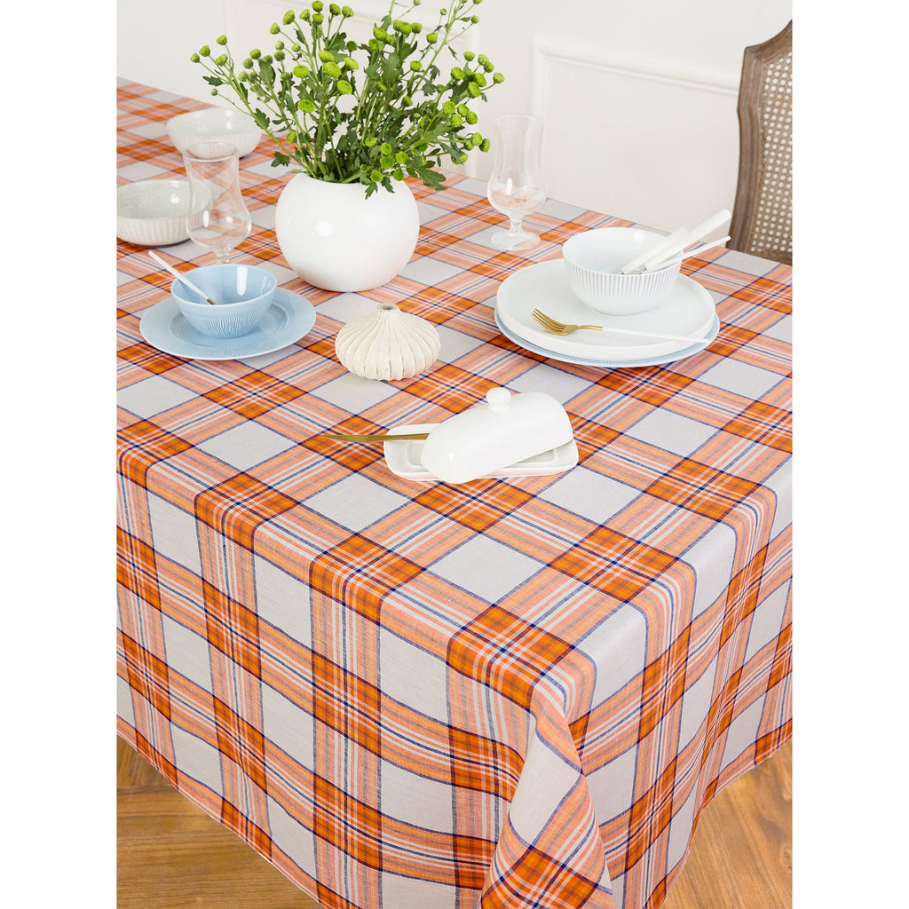 Orange Plaid Tablecloth