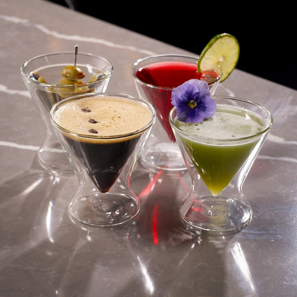 Double-Walled Stemless Martini Glasses - 8oz