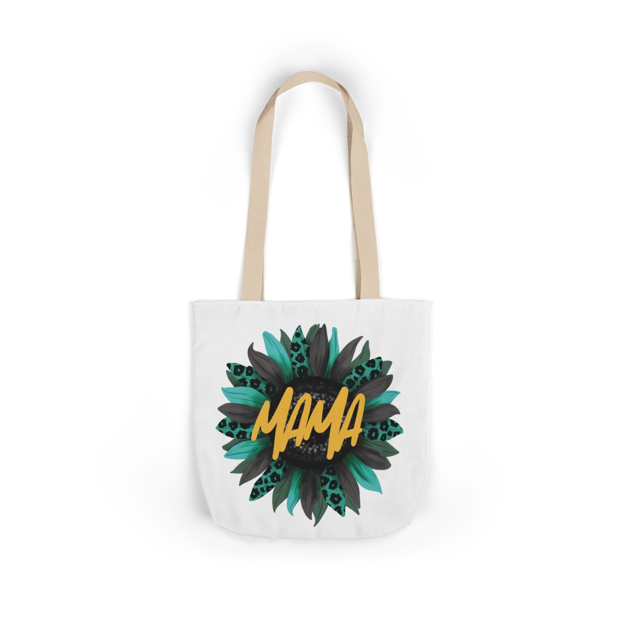 Floral Mama Canvas Tote Bag with 5-Color Straps, Eco-Friendly Shopping Bag, Gift for Mom, Mother's Day Accessory, Reusable Grocery Bag