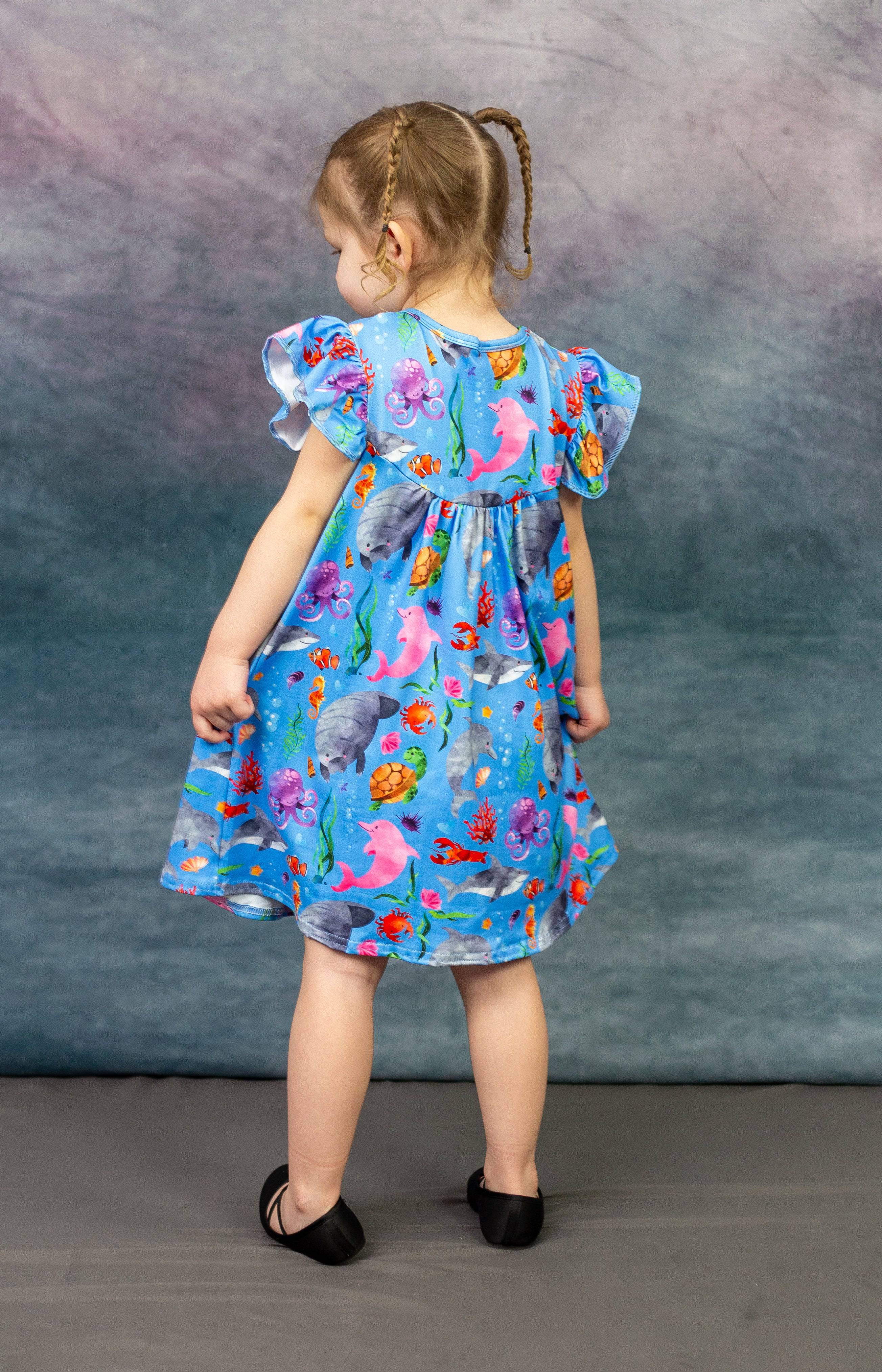 Sea Life Flutter Milk Silk Dress