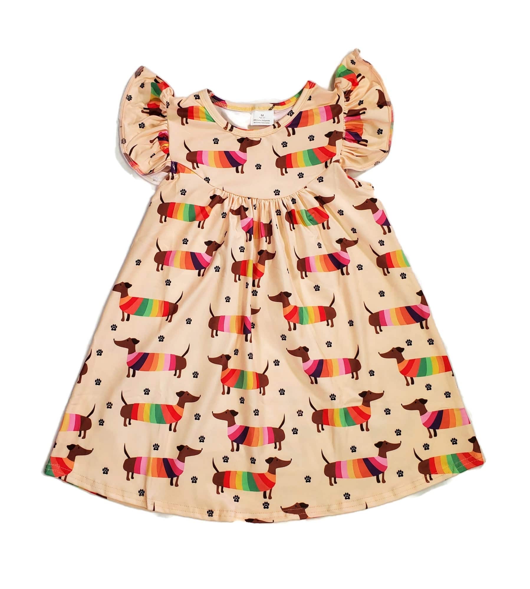 Colorful Weiner Dog Milk Silk Flutter Dress