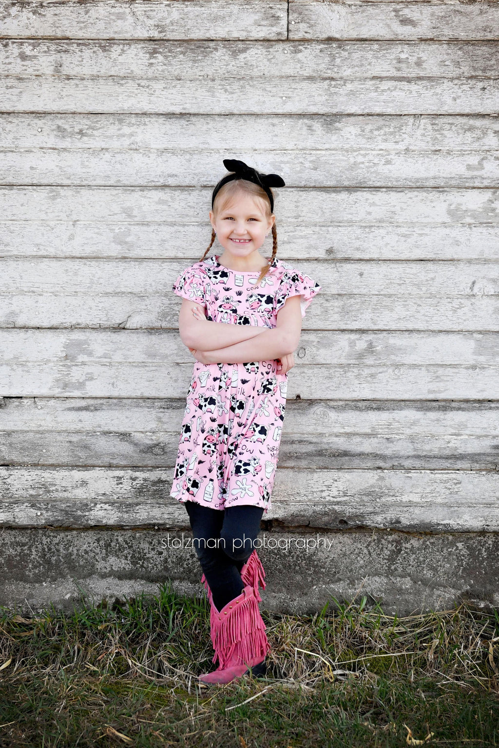 Pink Cow Milk Silk Flutter Dress