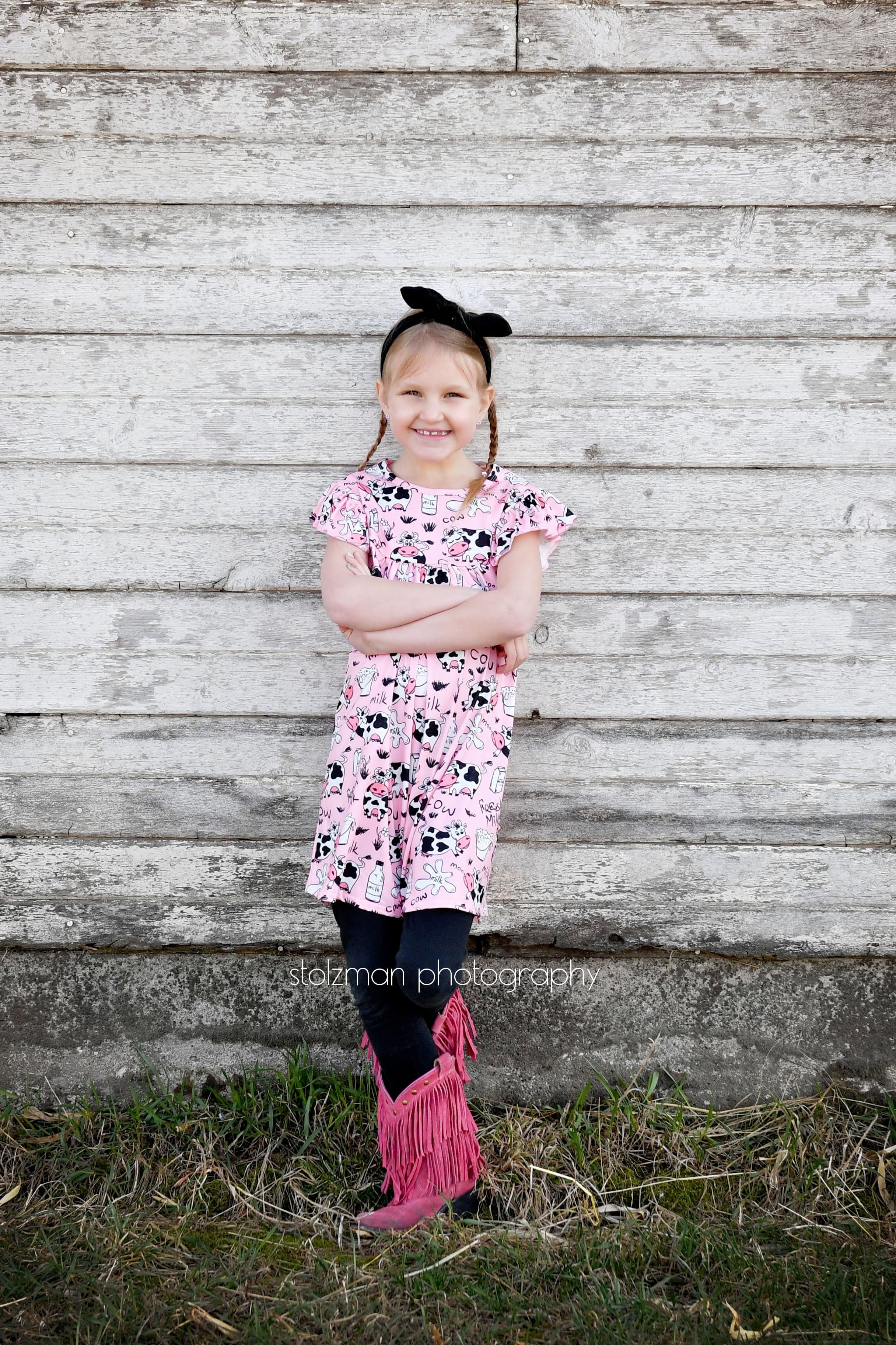 Pink Cow Milk Silk Flutter Dress