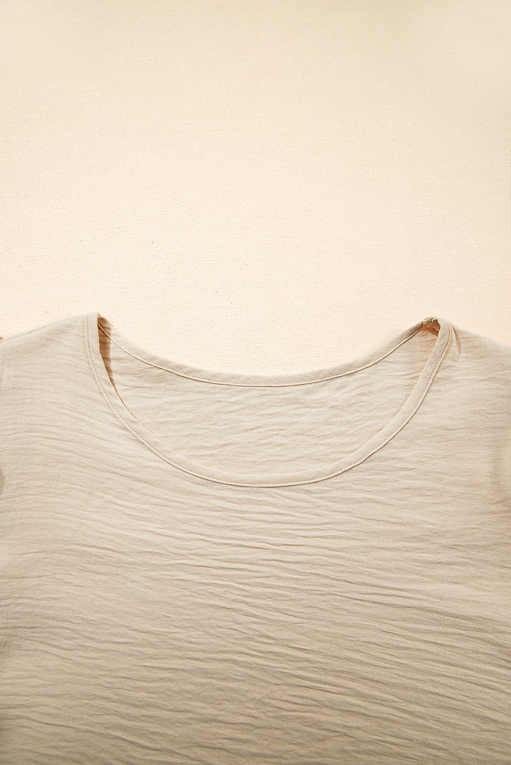 Aqua Ruffle Sleeve Blouse - Clearly Aqua Solid Color Crinkled Top