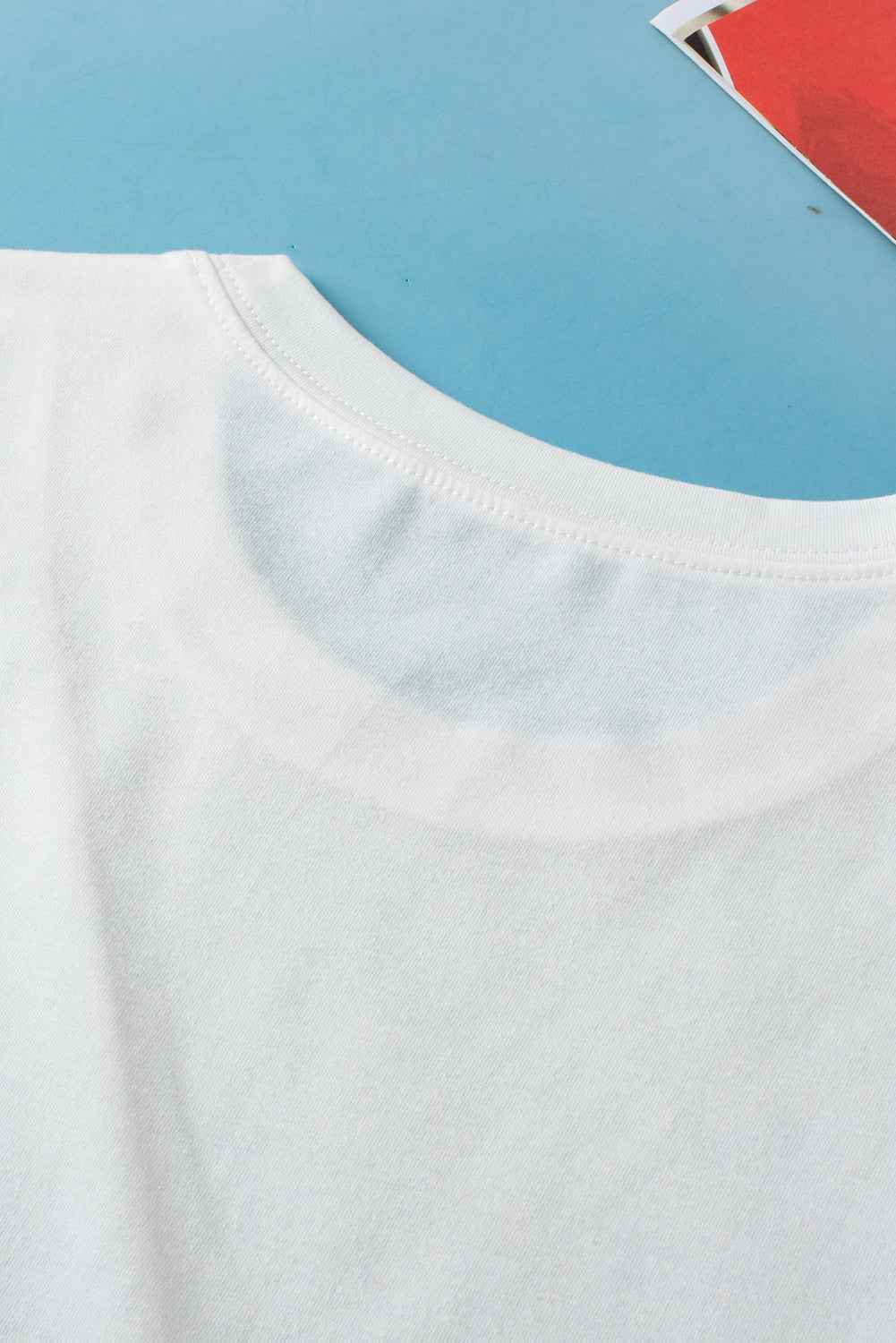 White Pleated Women's Top - Solid Color Crew Neck Design