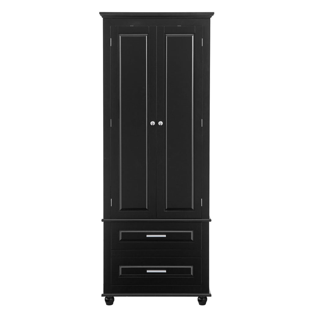 Tall Storage Cabinet with Two Drawers for Bathroom/Office, Black