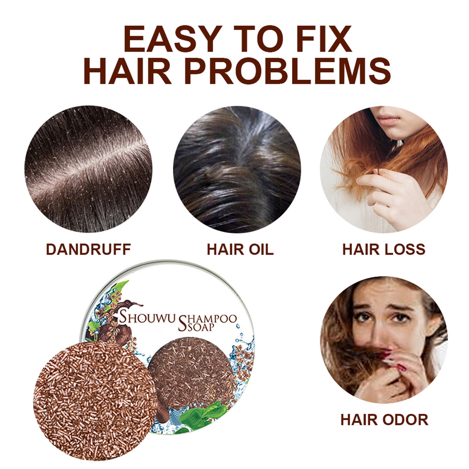 Polygonum Multiflorum Shampoo Cake, Nourishing Root Essential Oil Shampoo Black Soothing Vegetable Shampoo