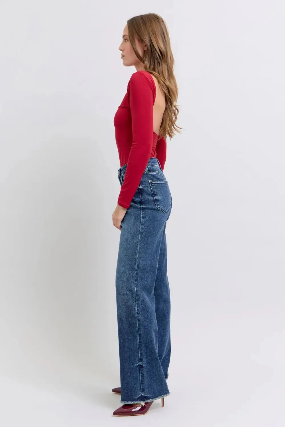 Full Size/Plus Size Raw Hem Mid Rise Judy Blue Jeans