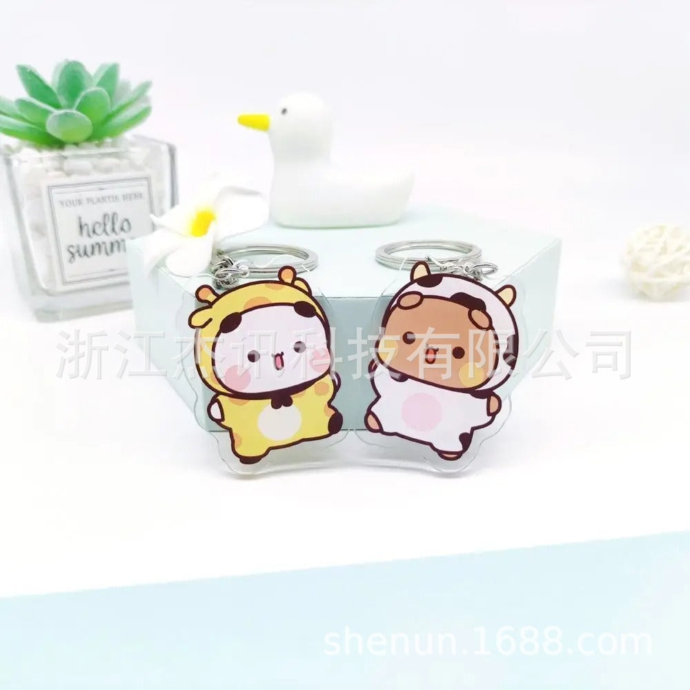 Cute cartoon Bubudu Giant Panda Pendant Keychain Car Key Acrylic Backpack Keychain Pendant