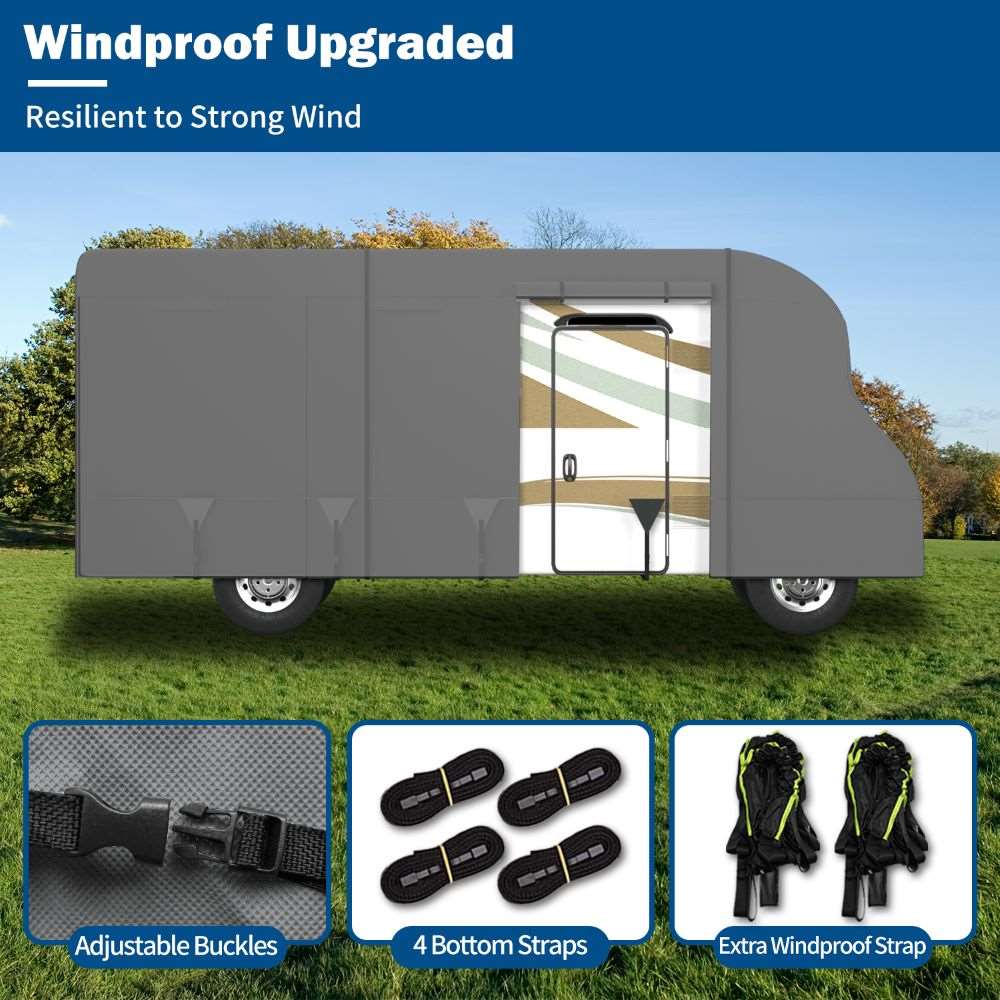 Umbrauto RV Cover Class C Upgraded 7 Layers Anti-UV Top Panel Motorhome Cover，Gray