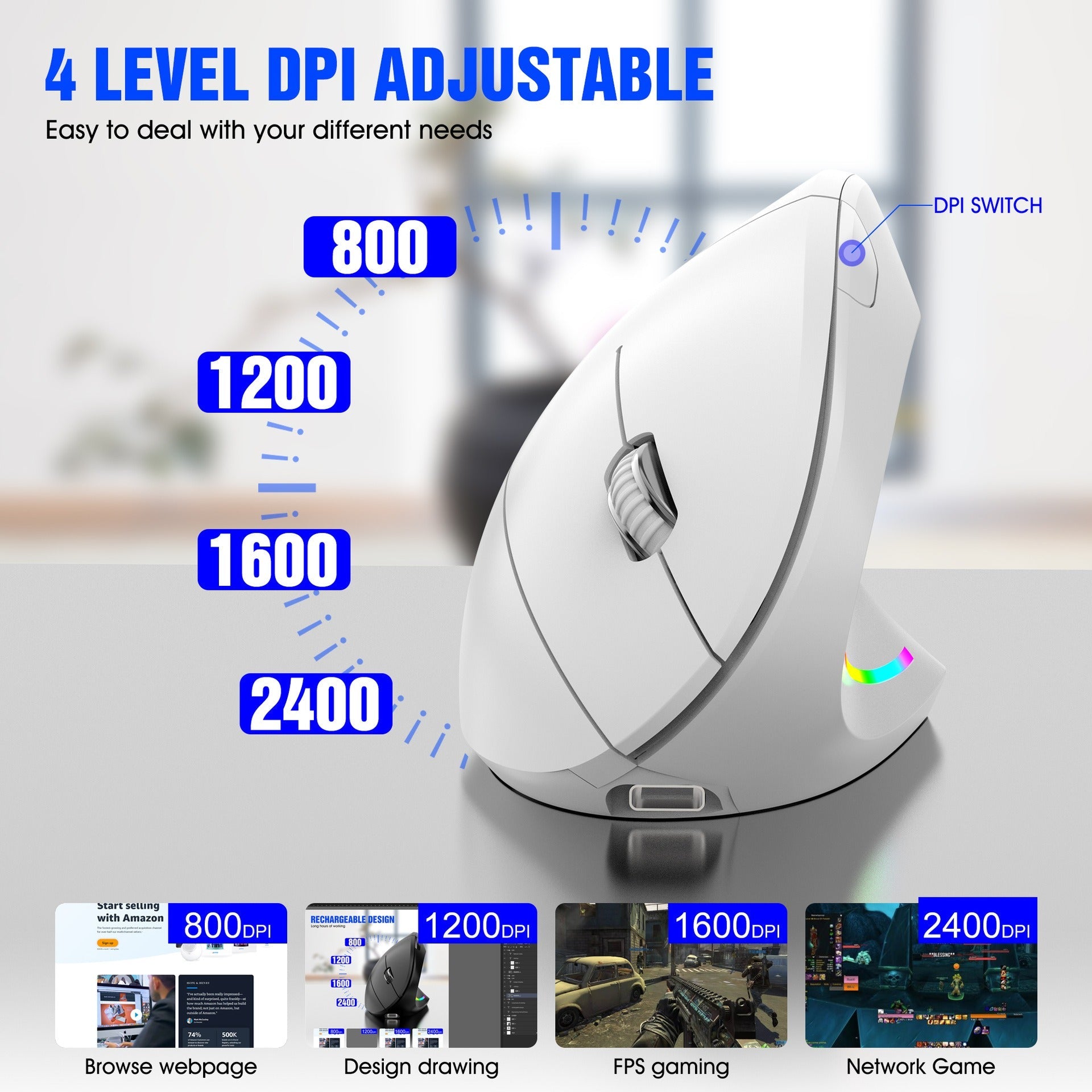 wireless 2.4G vertical mouse for prevention
