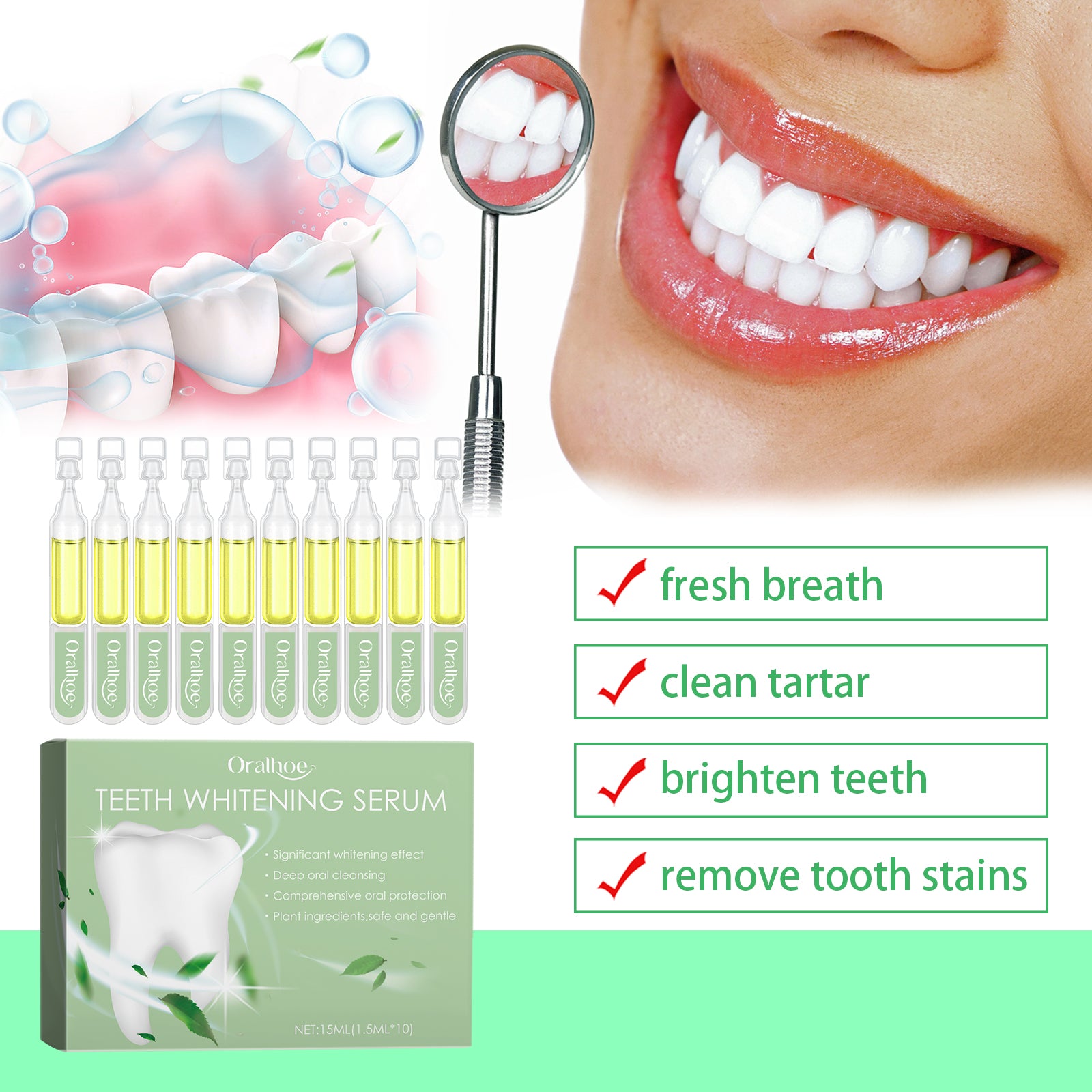 Teeth Whitening Serum, Whitening Teeth Yellow Stain Removal Gum Cleaning Serum
