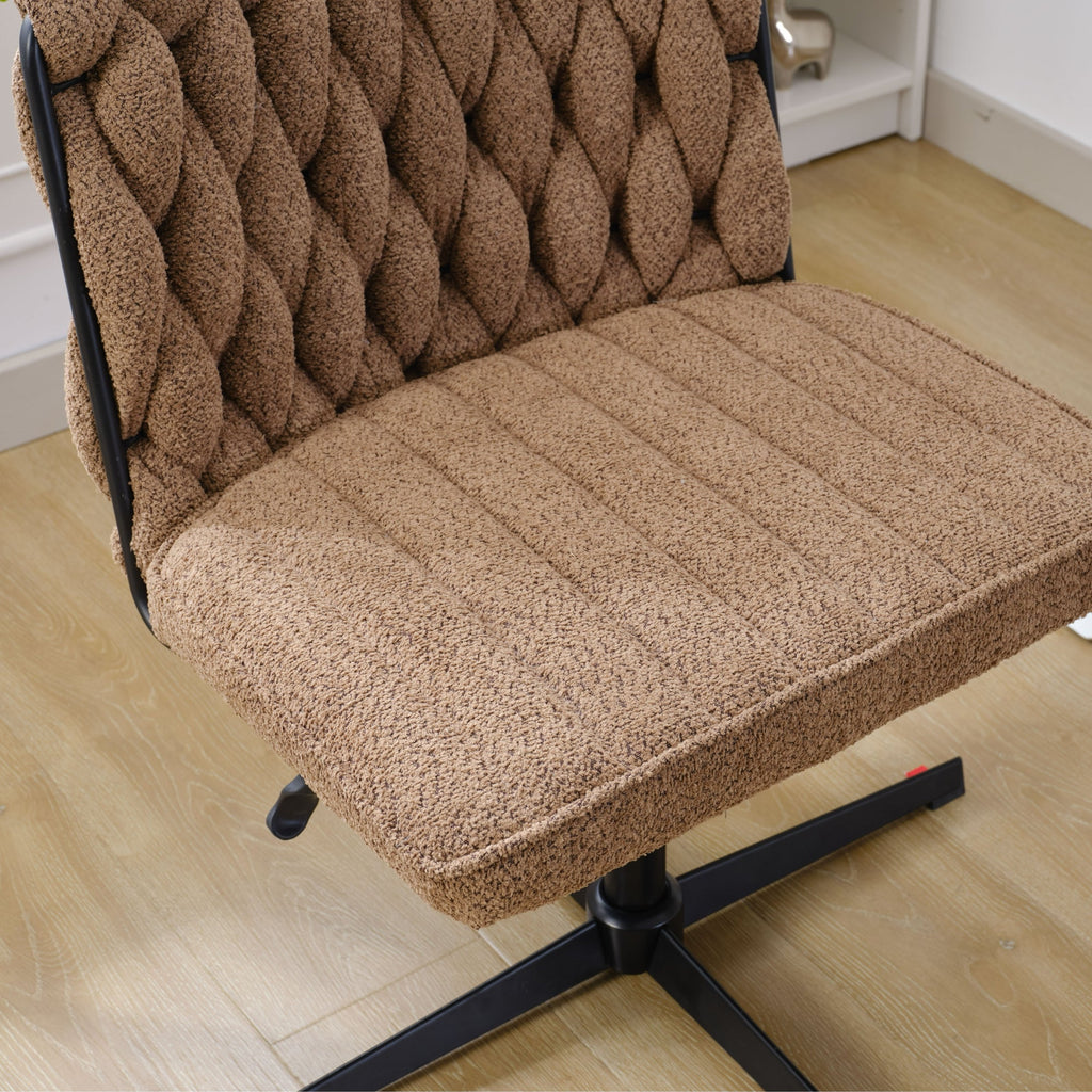 Armless Office Desk Chair No Wheels BROWN