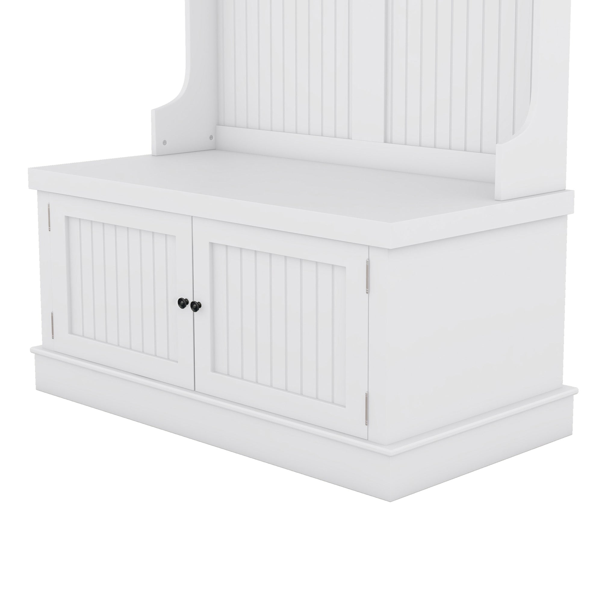 Hall Tree with Storage Shoe Bench for Entryway and Hallway 4-in-1 Design Coat Racks with 4 Hooks for Living Room White