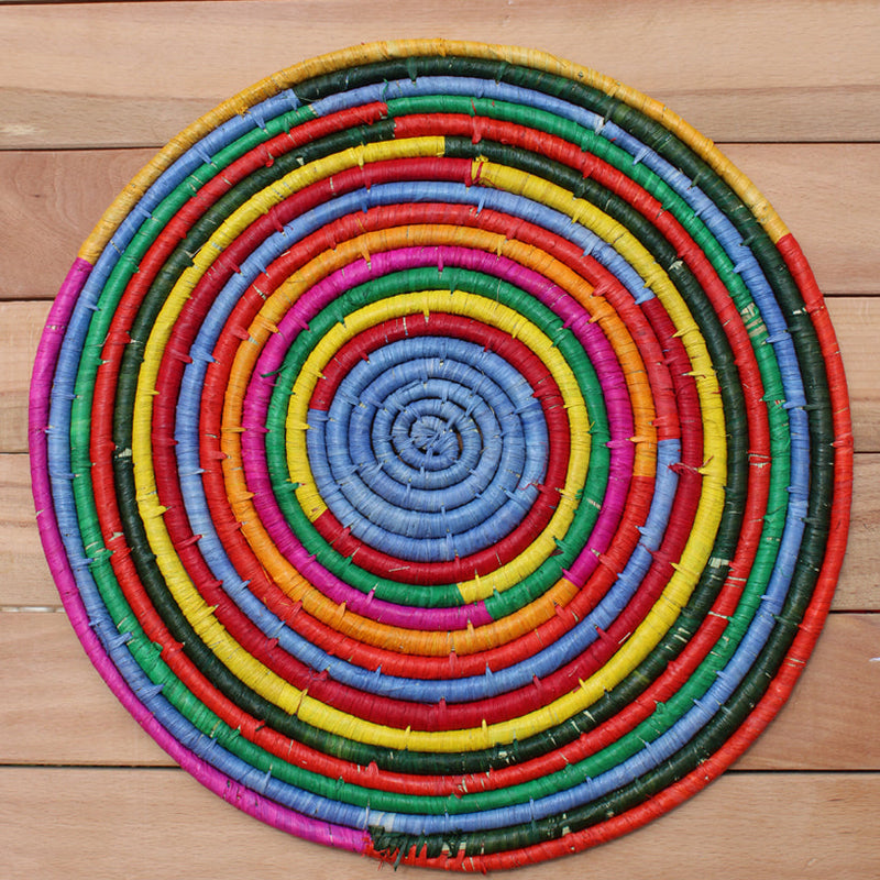 Morocco Placemat, colorful raffia Woven tabletop