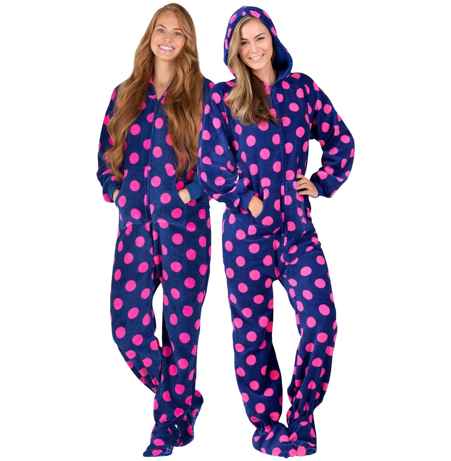 Family Matching Navy Pink Polka Hoodie Chenille Onesie