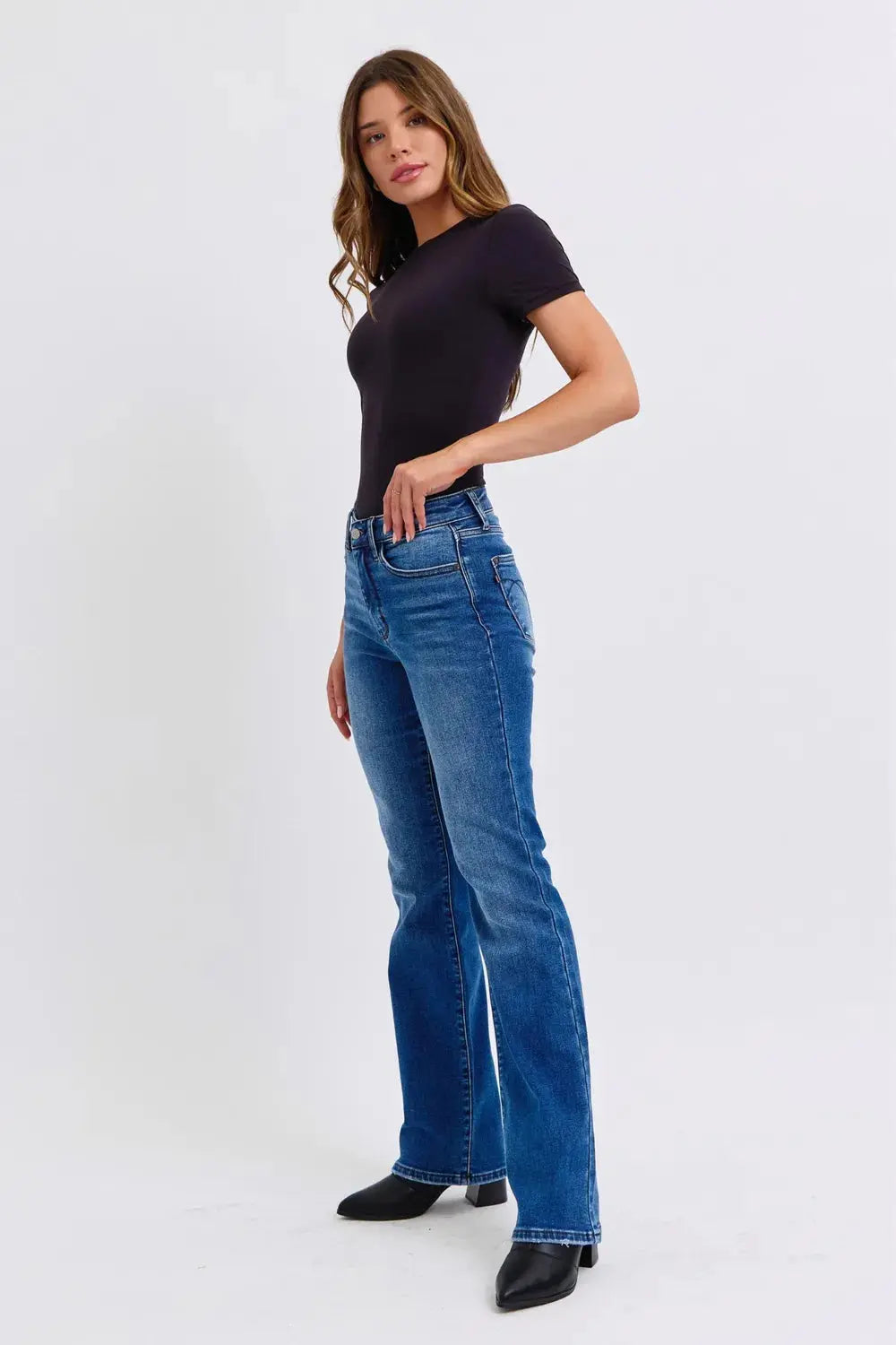Full Size Run Mid-Rise Bootcut Judy Blue Jeans with Thermal Lining