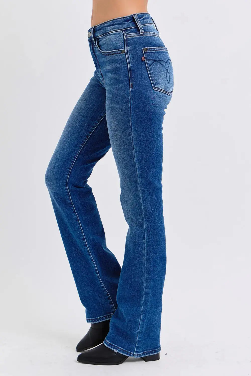 Full Size Run Mid-Rise Bootcut Judy Blue Jeans with Thermal Lining