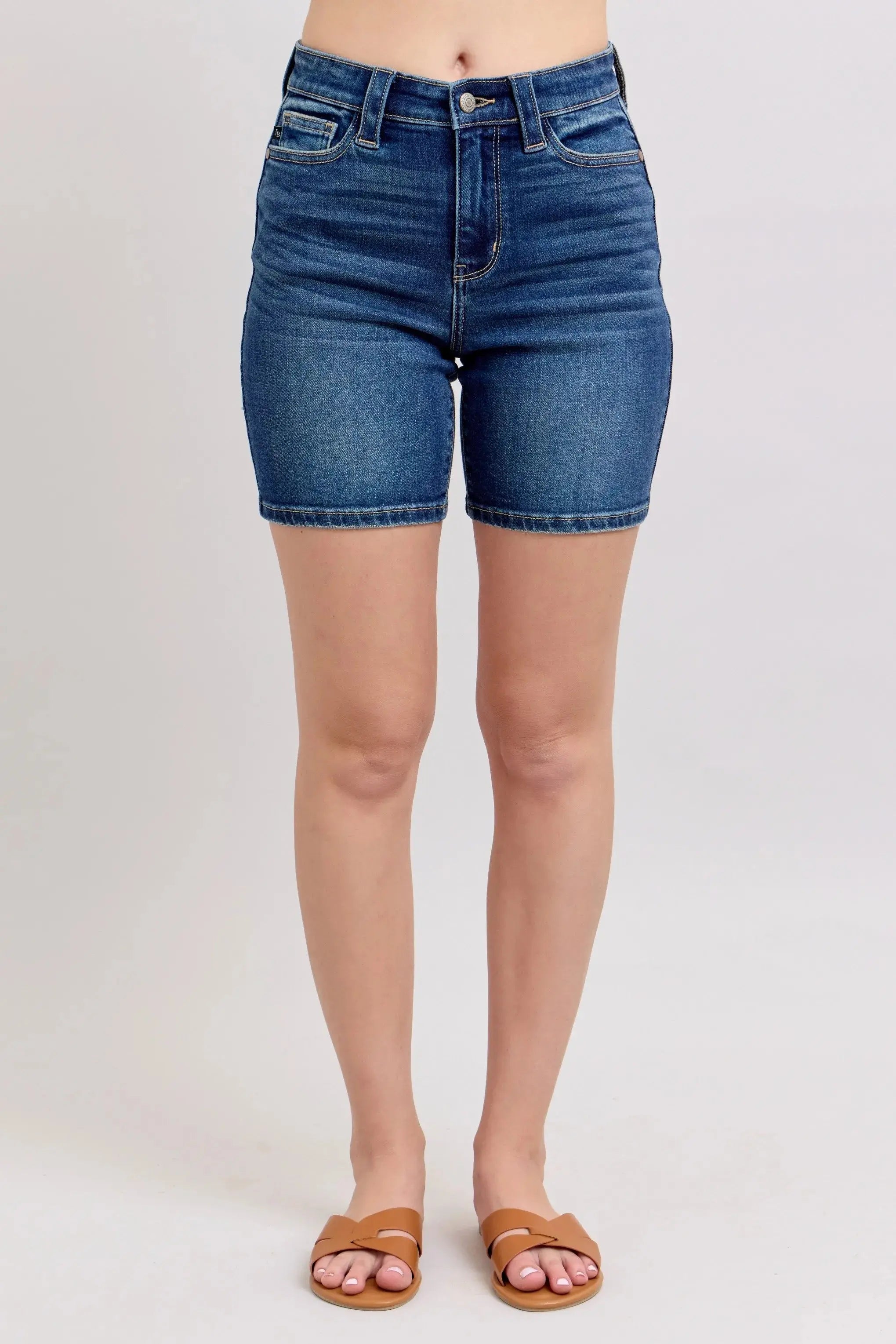 Full Size High Waist Bermuda Shorts by Judy Blue Jeans w/ Back Flap Pockets