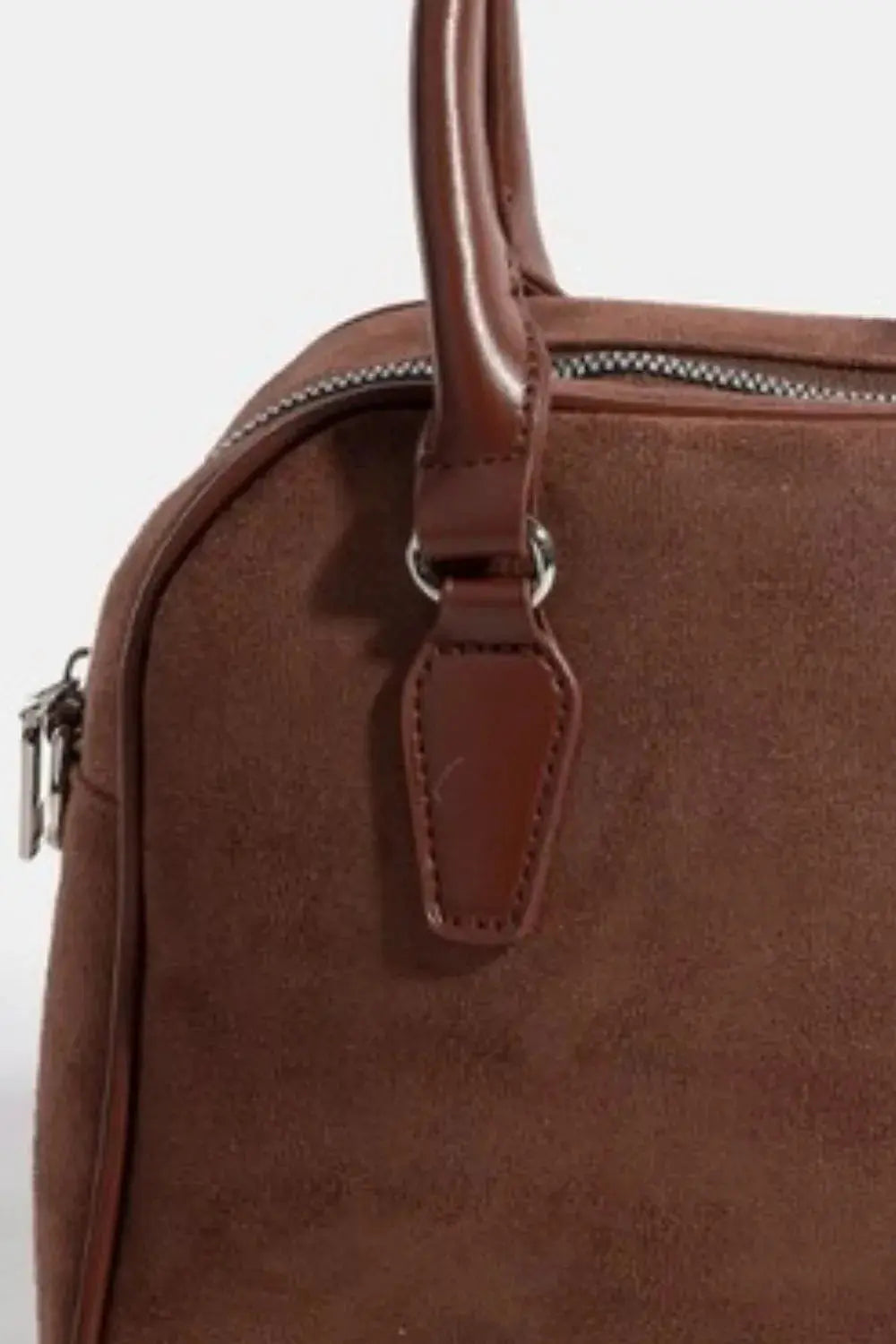 Fame Faux Leather Dark Brown Handle Boxy Handbag