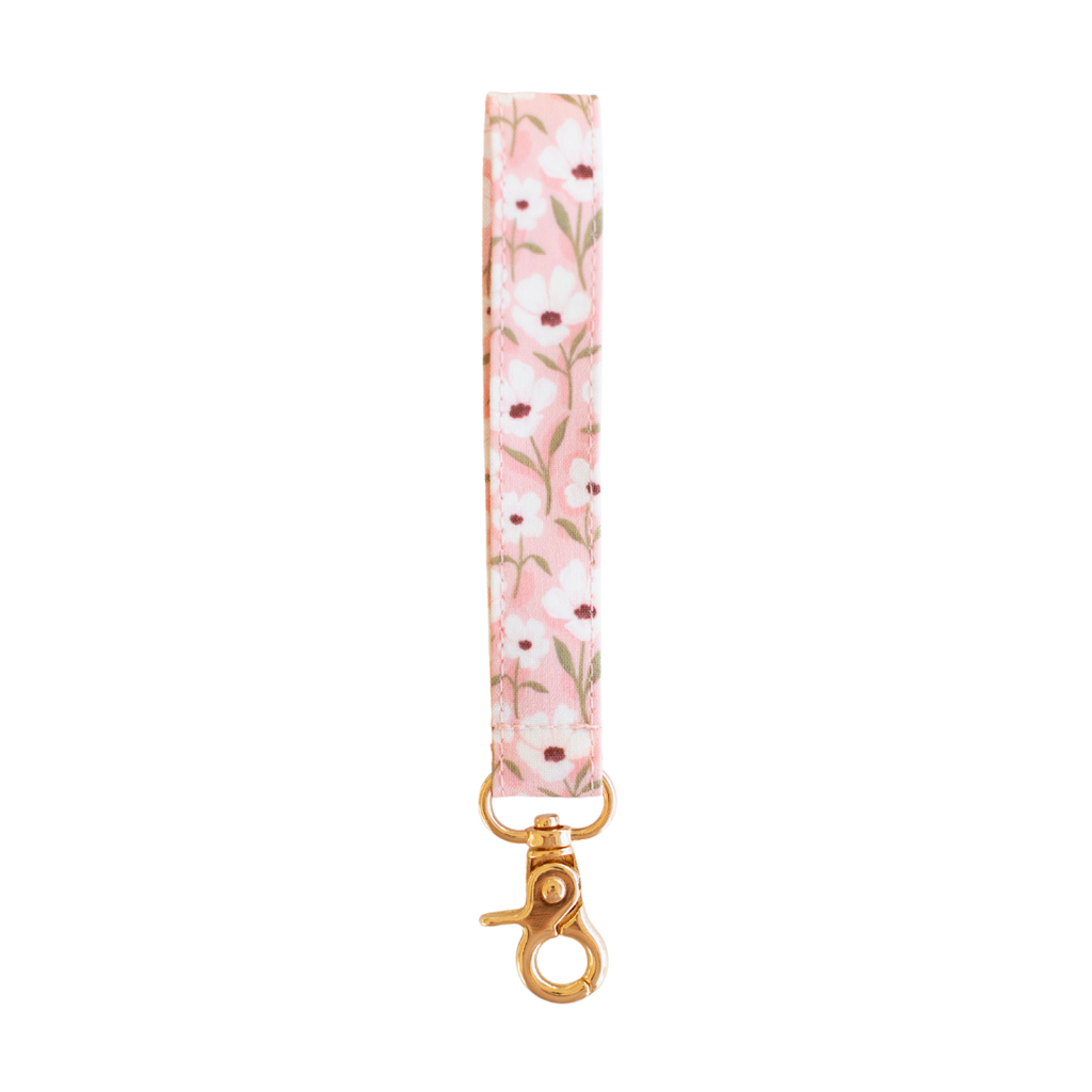 White Anemone Wristlet Keychain