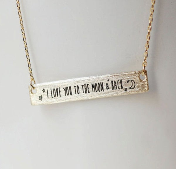 I Love You To The Moon and Back Necklace Silver an