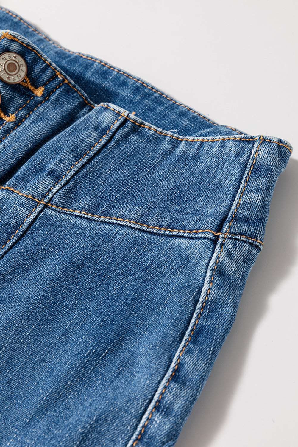Sail Blue High Waist Jeans With Button Fly And Raw Hem