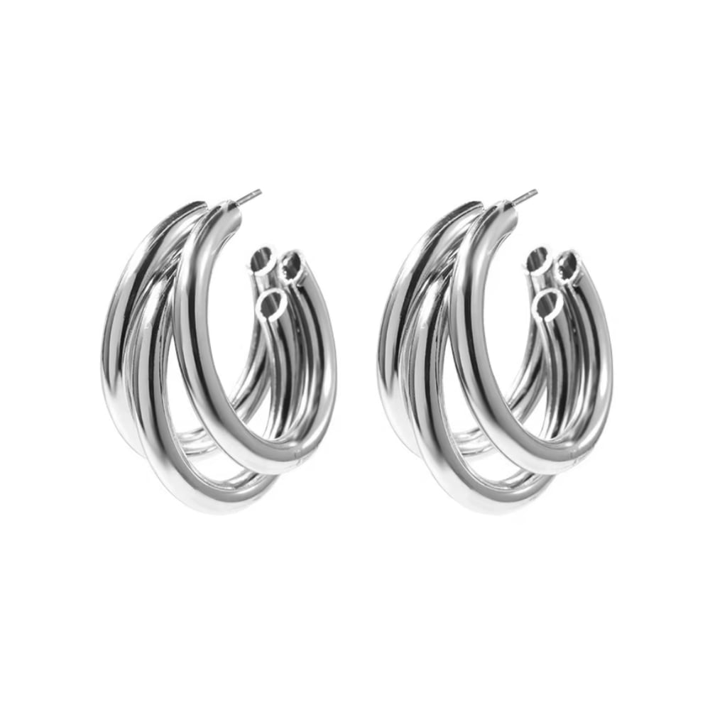 Serenity Triple Hoops Trio Huggie Hoop Earrings
