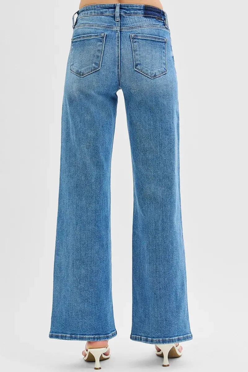 Full Size/Plus Size Low Rise Wide Leg RISEN Jeans
