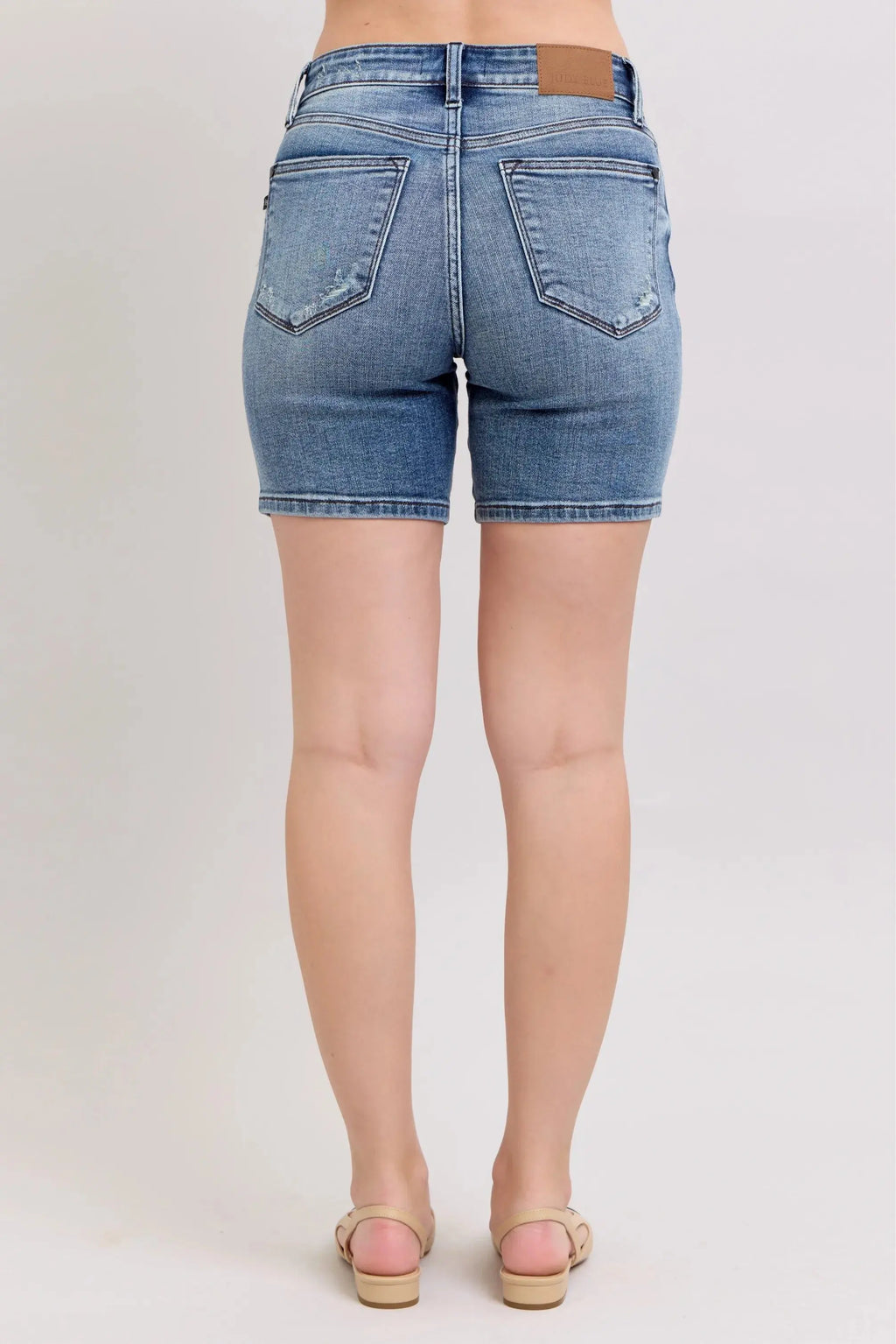 Judy Blue Jeans - Button Fly High-Rise Destroyed Hem Denim Shorts