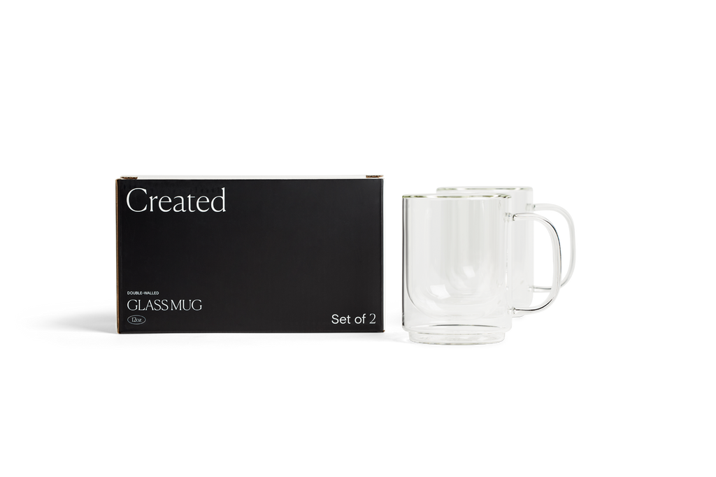 Cove 12oz Glass Mug - Set of 2 - Clear