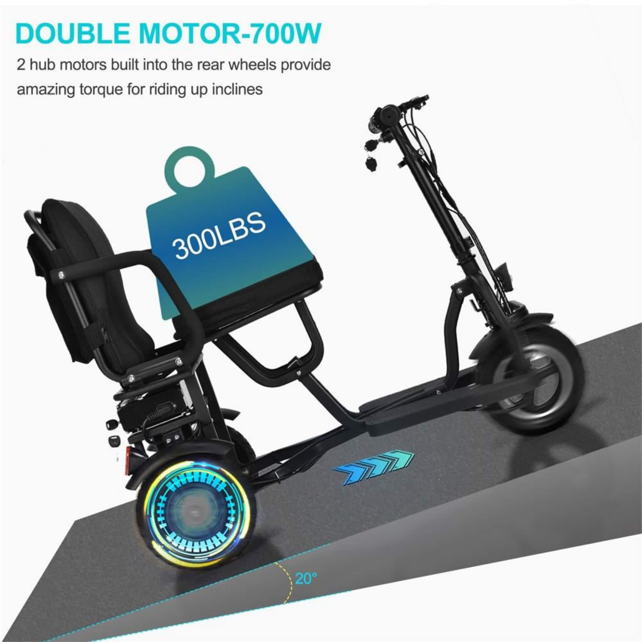 EZG 3-Wheel Electric Heavy Duty Lightweight Powered Mobility Scooter For Adults, 280LBS (SAK47361)