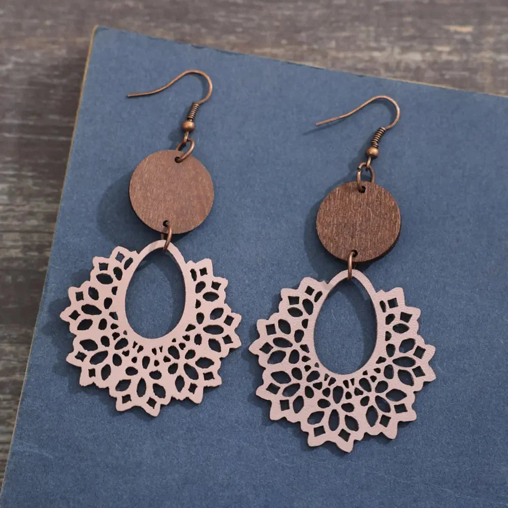 Boho Mandala Geometric Cutout Dangle Earrings